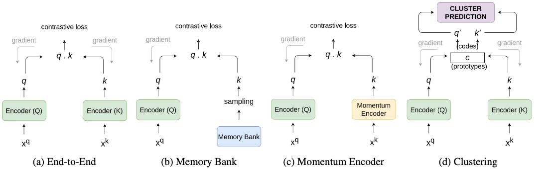 Contrastive self-supervised learning paradigms